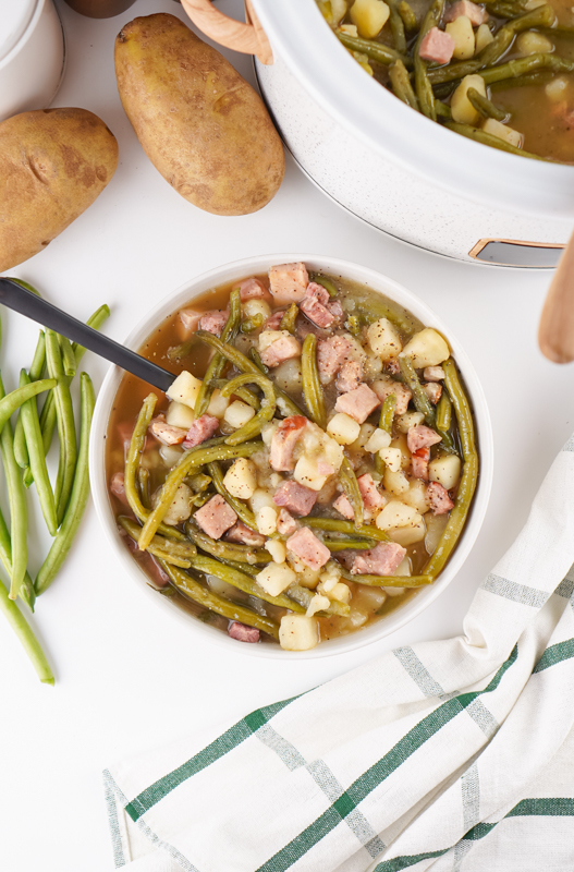 Crockpot Leftover Ham Green Beans and Potatoes