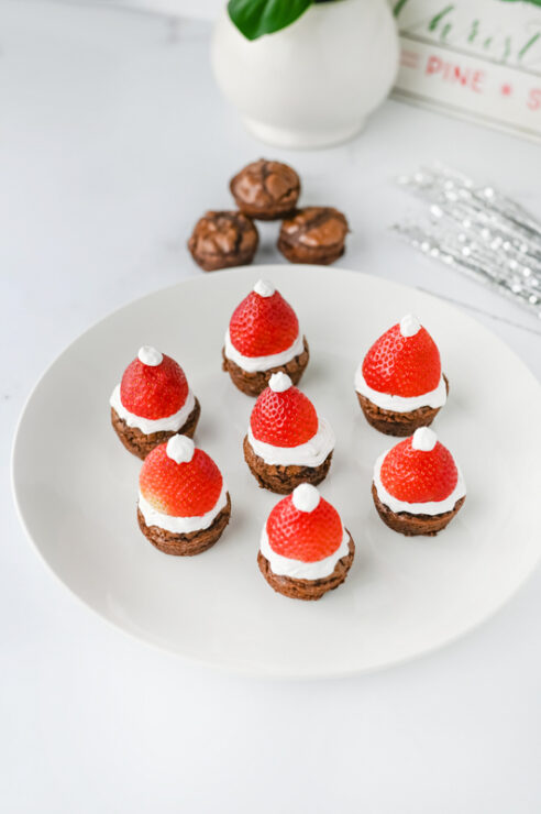 Santa Hat Brownie Bites