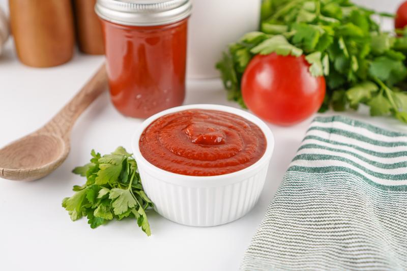 dish of homemade ketchup