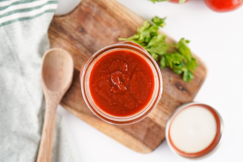 aerial view of homemade ketchup