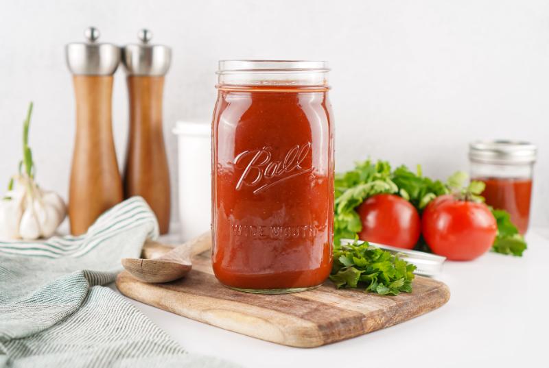 jar of homemade ketchup