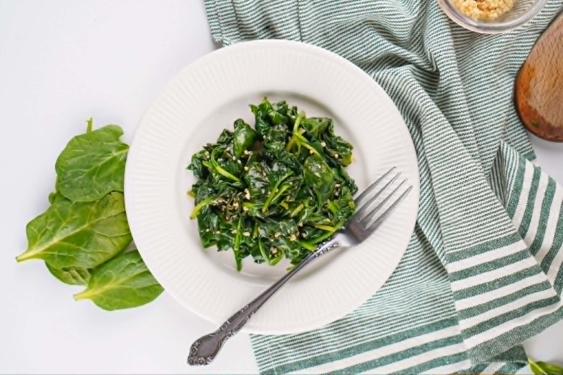 Sautéed Spinach with 
fork