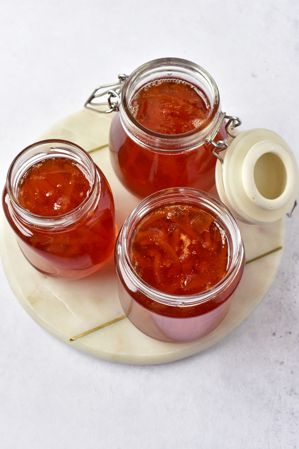 Orange marmalade in jars