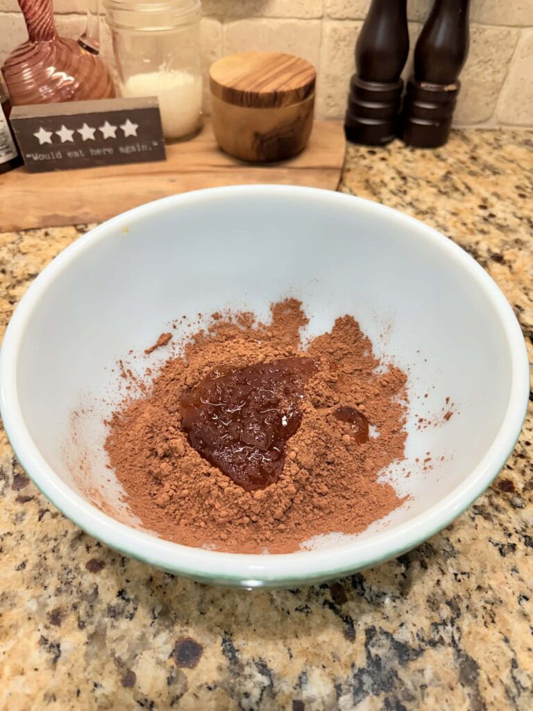 mixing homemade chocolate chips