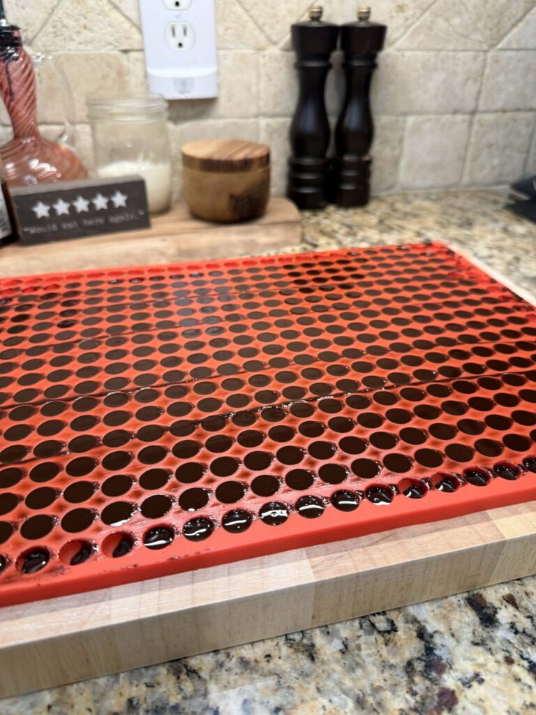 silicone mold with homemade chocolate chips