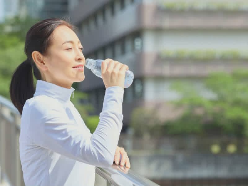 woman drinking water