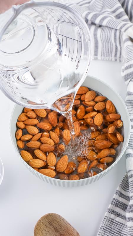 Adding water to almonds