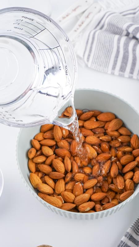 Adding water to almonds