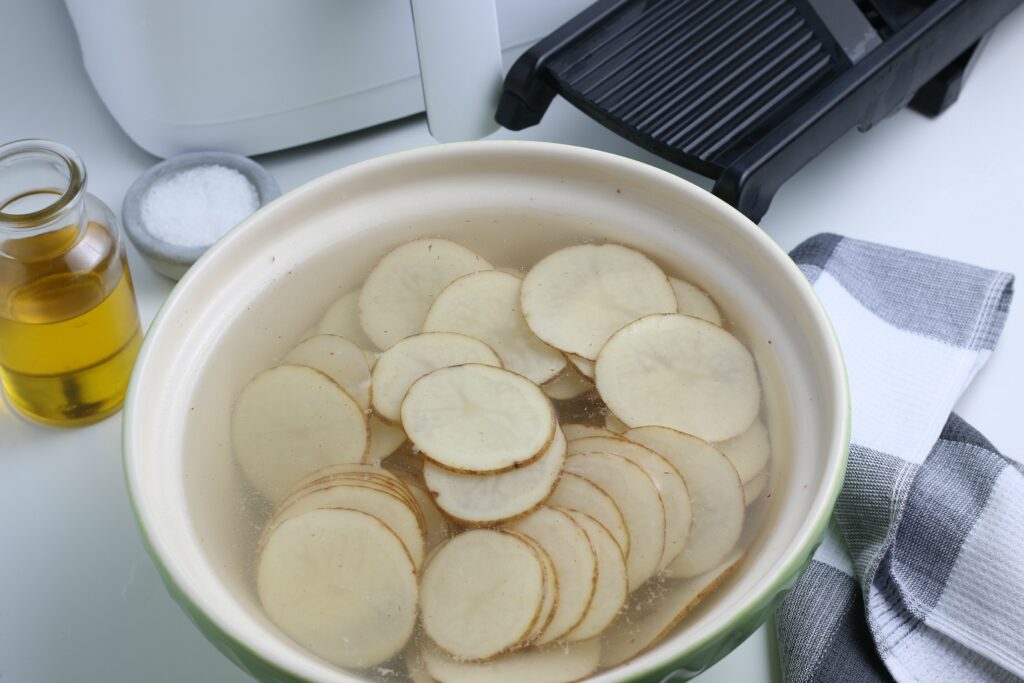 sliced spuds in saltwater
