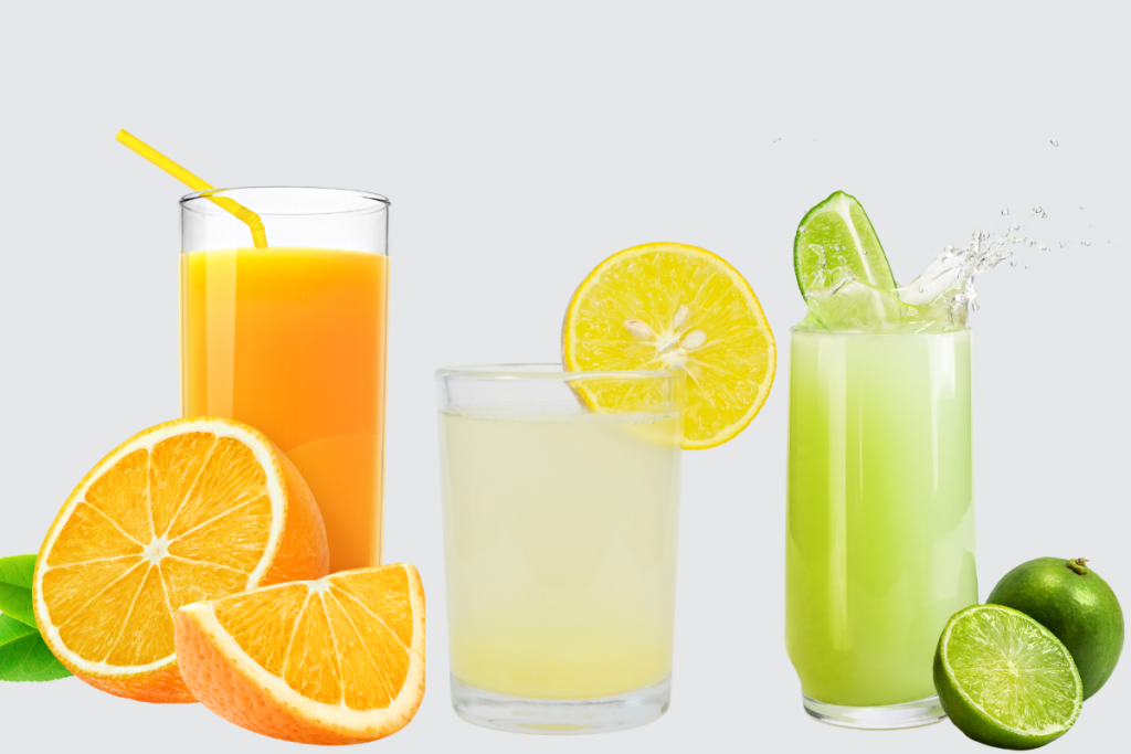 Variety of juices