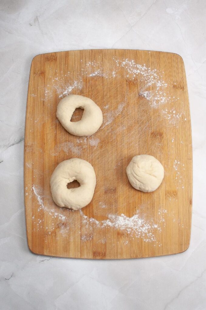 Homemade Sourdough shaped into Bagels