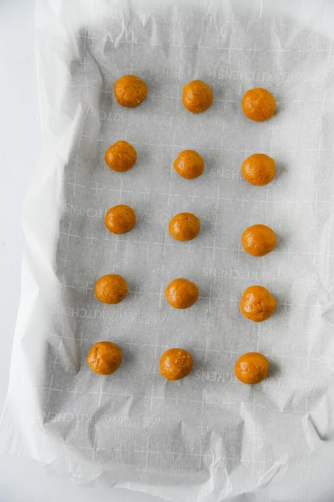 Butterfinger Balls on cookie tray
