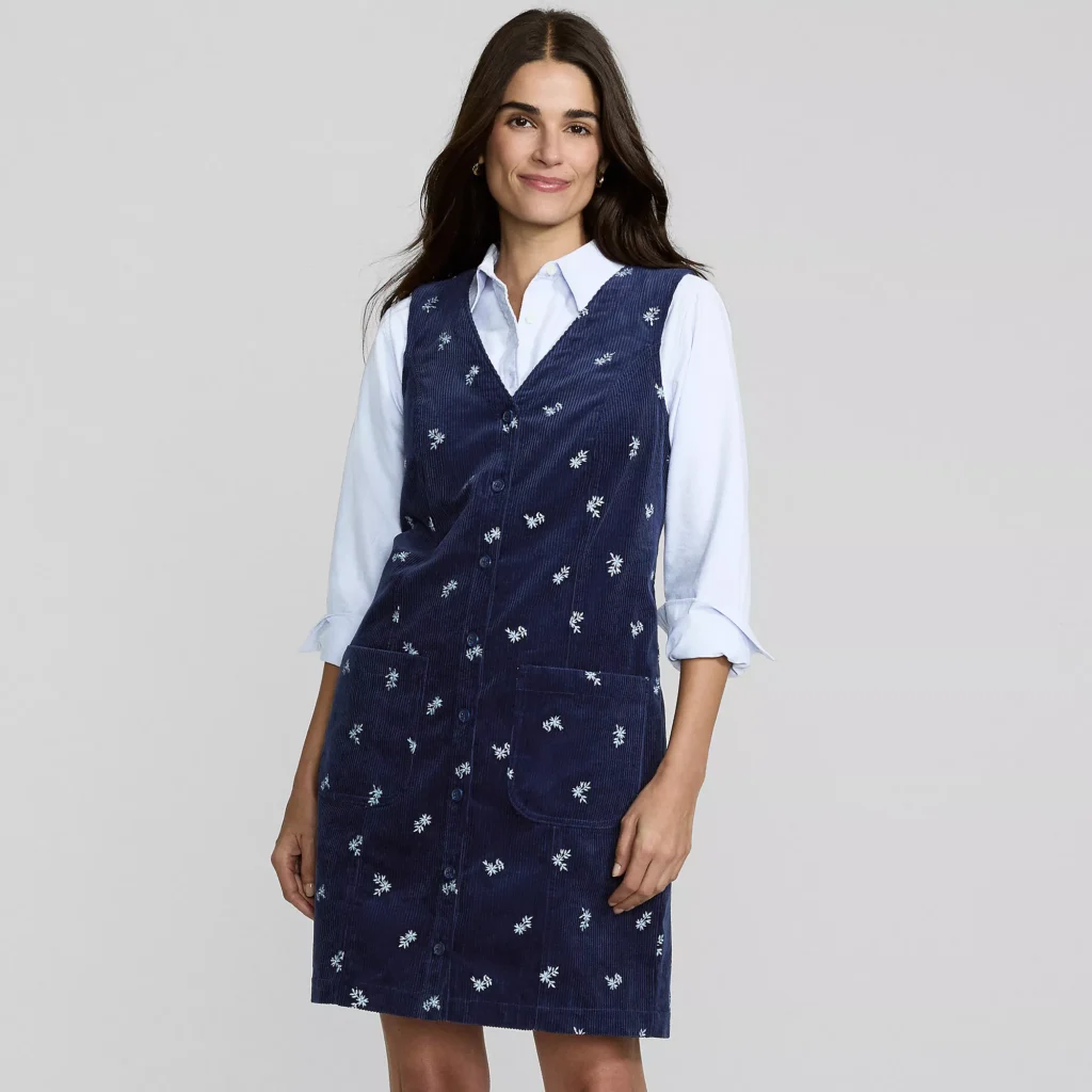 Land's End Women's Wide Wale Corduroy Shift Dress