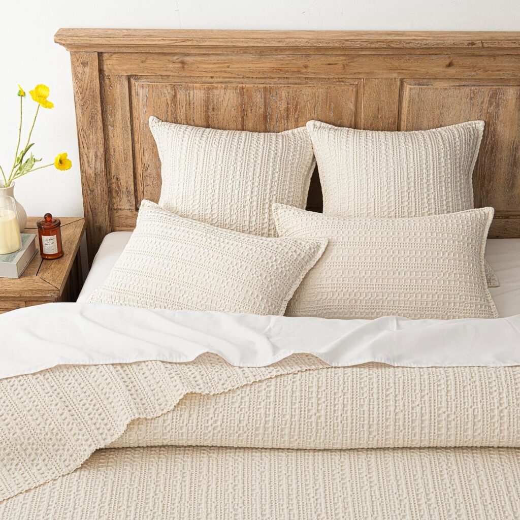 Foindtower Set of 2 Decorative Cotton Waffle Weave Throw Pillow Covers