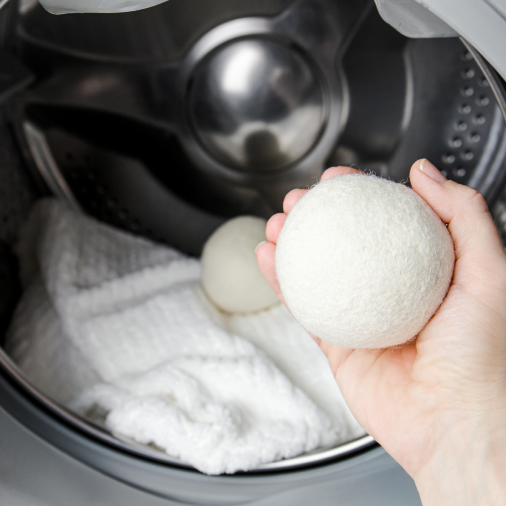 Wool Dryer Balls in Non-Toxic Bathroom and Laundry Swaps