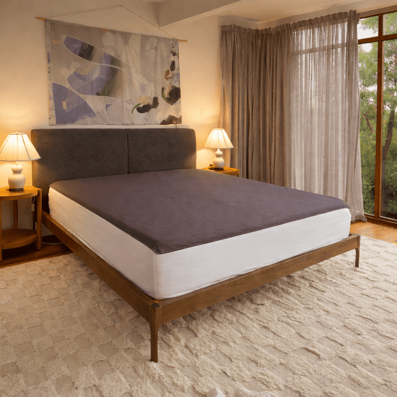 Premium Grounding underlay spread across a mattress Non-Toxic Bedroom Swaps